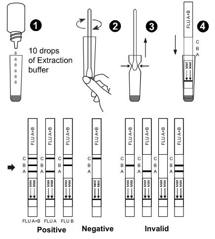 Schneller Test-Ölmessstab-saugen seitliche Fluss Immunochromatographic-Proben der Grippe-A+B, Putzlappen/nasales an